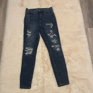 American Eagle Outfitters Blue Skinny Distressed Jeans